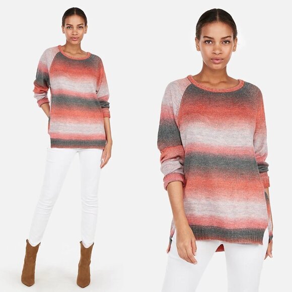Express Oversized Ombre Space Dye Tunic Knit Sweater Top - Picture 1 of 8